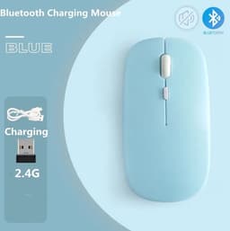 Draadloze oplaadbare geluidloze klik ergonomische bluetooth soft-touch muis (blue) — thumbnail 1