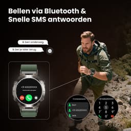 Maoo FORGE - GPS Smartwatch Heren - 1.43" AMOLED Display - 3 Bandjes - GPS (5 satellieten) - Belfunctie - 730mAh Batterij (lange accuduur) - 170+ Sportmodi - Hartslag, Bloeddruk, SpO2, Stappenteller - Kompas, Zaklamp - 1 ATM Waterdicht - Gun Metal — thumbnail 12