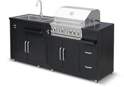 Oviala - Metalen buitenkeuken met spoelbak barbecue en opbergruimte. - Memphis — thumbnail 1
