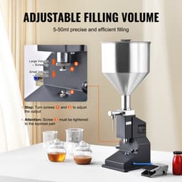 Pneumatische Pastavulmachine, 5-50 ml Flesvuller, Roestvrijstalen Vloeistofvuller met Pedaal voor Melk, Water, Sap, Etherische Olie, Shampoo, Cosmetica, Honing en Lotion — thumbnail 3