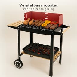 Cheqo® Houtskoolbarbecue op Wielen - BBQ Verrijdbaar - Houtskool Barbecue - Staal - Mobiele BBQ voor Buiten - Ideaal voor Tuin en Camping — thumbnail 2