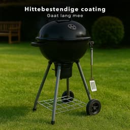 Cheqo® Houtskool Barbecue Ø45 cm - Houtskoolbarbecue - Met Deksel en Wielen - Draagbare BBQ voor Tuin of Camping — thumbnail 5