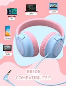StayPowered Kinderheadset - Gehoorbescherming en Gemoedsrust Gecombineerd! - met Volumebegrenzing - Kristalhelder Stereogeluid - Draaibare Oorschelpen - Verstelbare Hoofdband - Compact Design - Paars/Roze - Levering Sneller dan Aangegeven! — thumbnail 5