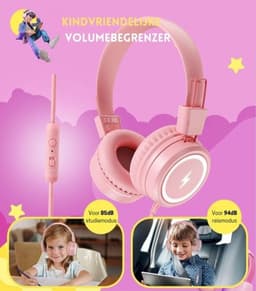 StayPowered Kinderhoofdtelefoon - Veilig en Stijlvol met LED-Verlichting - USB-C Aansluiting - Volumelimiet 85/94 dB - Ingebouwde Microfoon - Opvouwbaar en Lichtgewicht - Zachte Oorkussens - Stereo Geluid - Roze - Levering Sneller dan Aangegeven! — thumbnail 3