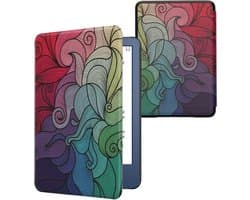 kwmobile e-reader hoesje geschikt voor Amazon Kindle (2022/2024) hoes - E reader flip case met magnetische sluiting - Ereader cover - Kleurrijk design in roze / blauw / groen
