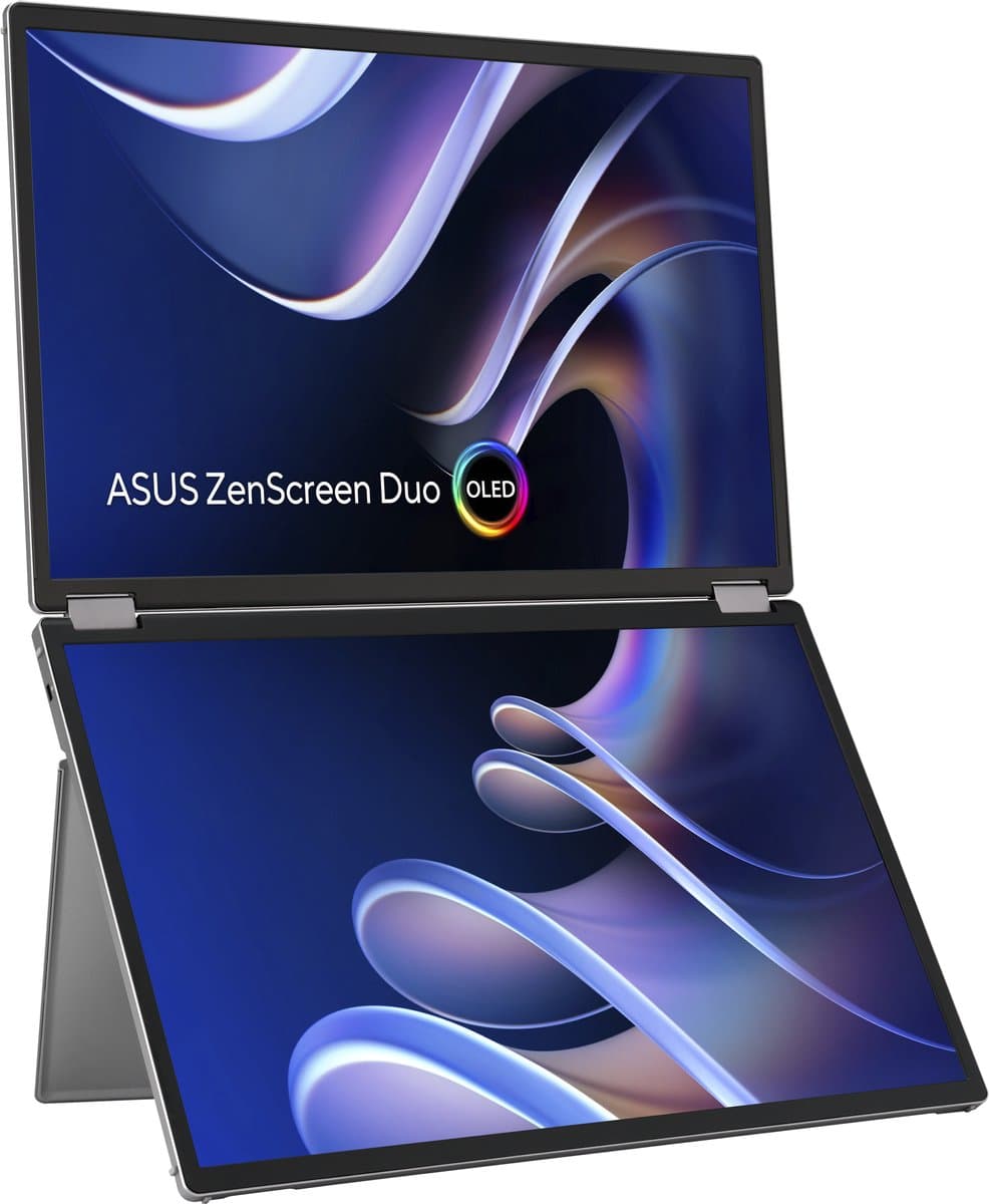 ASUS ZenScreen Duo OLED MQ149CD - Duo USB-C Monitors - 14 Inch - Zilver — afbeelding 1