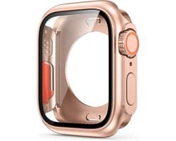 Bumper Case Geschikt voor Apple Watch Series 7 / 8 / 9 - 41mm - Full Cover Hard Case / Beschermend Hoesje Met Screenprotector - Rosegoud