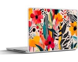 Laptop sticker - 14 inch - Bloemen - Bladeren - Abstract - Kleurrijk - 32x5x23x5cm - Laptopstickers - Laptop skin - Cover