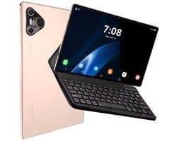 Mookes Pad 9 Pro Tablet 10.1 inch Android Snapdragon 8gen2 Global 12GB 256GB 10000 mah 5G Dual SIM WIFI HD Scherm - Gold and Keyboard