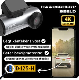 Gooala® Dashcam Ultra 4K voor Auto Voor en Achter- 4K & 1080P - Beeldscherm & App opnames - Inclusief 64GB SD Kaart — thumbnail 2