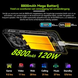 Blackview BL9000 - Robuuste Smartphone - 5G - 24GB RAM - 512GB - 120Hz 6.78'' FHD - 8800mAh/120W - 50MP+50MP - IP68 Waterdicht - 1.32" Achterkant Dsiplay - NFC - GPS - Goud — thumbnail 12