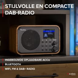 DAB radio - Audizio Vicenza - DAB / DAB+ en Internet radio met Bluetooth - WIFI - Accu - Zwart / Hout — thumbnail 4