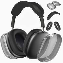 Beschermset voor Apple AirPods Max - 3-delige Set - Hoofdband Cover, Oorkap Beschermers & Reishoes - Siliconen & Hardcase - Airpods Hoesje - Zwart — thumbnail 1