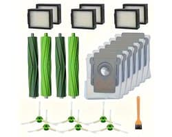 20-delige Accessoireset geschikt voor iRobot Roomba I7+/I3+/I5+/I6+/J7+/J8+/E5 E6 E7 – Vervangende Onderdelen – 6 Filters – 6 Zijborstels – 2 Rubberen Hoofdborstels – 6 Stofzakken