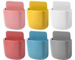 Telefoonhouder stopcontact - 6 Stuks - Afstandsbediening Houder - Opbergdoos voor wandmontage - organizer aan de muur - Muurhouder - Telefoon wandhouder - ABS - Zelfklevende - wand organizer - 2.5 x 8 x 11.5 cm