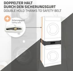 Tussenstuk voor wasmachine en droger – Universeel tussenbouwframe met lade 60,5x54 cm in zwart ML design — thumbnail 7