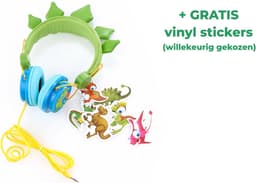 Dino Koptelefoon Kinderen – voor Jongens – Volume begrenzing + Verstelbaar – Kindveilige Hoofdtelefoon Storingsvrij door snoer + Dino stickers – kleur Groen HU04 — thumbnail 5