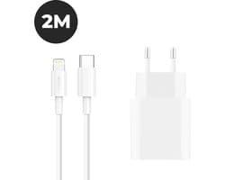 Oplader Snellader geschikt voor iPhone 14 / 13/ 12 / 11- Snellader geschikt voor Apple Lightning-aansluiting 2 Meter kabel - WiseQ