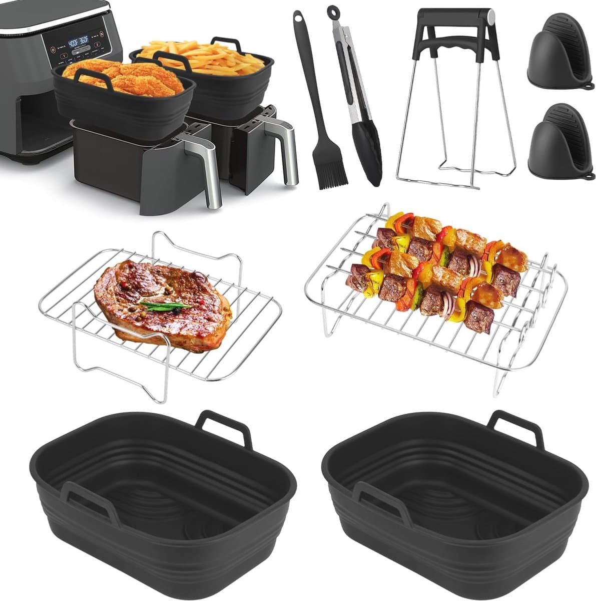 Accessoires voor heteluchtfriteuse - Multifunctionele Airfryer Accessoireset en Siliconen Vorm — afbeelding 1