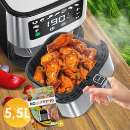 XXL Heteluchtfriteuse 5,5L | Roestvrij staal, Touch Display, 8 Programma's | Vetvrij Frituren en Bakken — thumbnail 5