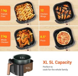 Airfryer 5L Met 11 Voorgeprogrammeerde Programma's - Slimme Heteluchtfriteuse Met Aanraakscherm, Wifi En Receptenapp — thumbnail 18
