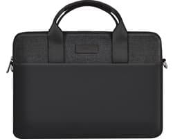 Laptoptas 14 Inch - Laptophoes Met Ritssluiting - Fonu Sleeve Alle Merken - Dunne Tas Alle Laptops Tot 14 Inch - Met Schouderriem - Zakelijke Laptoptas - Laptopsleeve - Zwart