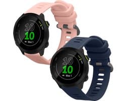 kwmobile horlogebandje geschikt voor Garmin Forerunner 55 / Forerunner 165 / 245 / 645 / 570 42mm polsband - Smartwatch bandje van TPU - Activity tracker horloge band in donkerblauw / oudroze