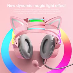 X15 Pro Over-Ear Hoofdtelefoon - Koptelefoon - Gaming Headset - Bedraad - Cancelling - Oortjes - Roze - Kat Oren - Rgb Licht - Met Microfoon - Voor Pc - Playstation - Xbox - Nintendo - — thumbnail 4