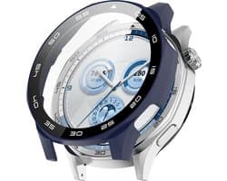 Watch case screenprotector - hoesje - gehard glas - geschikt voor Huawei Watch GT 5 (46 mm) - donkerblauw