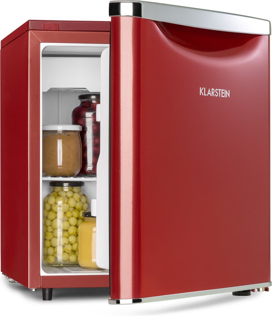 Klarstein Yummy - Koelkast met vriesvak, koelmiddel: R600a, 42 dB, 1 draadrek, incl. lekbak, 45 liter, vriesvak: 3 liter, koelgedeelte: 42 liter, rood — afbeelding 1
