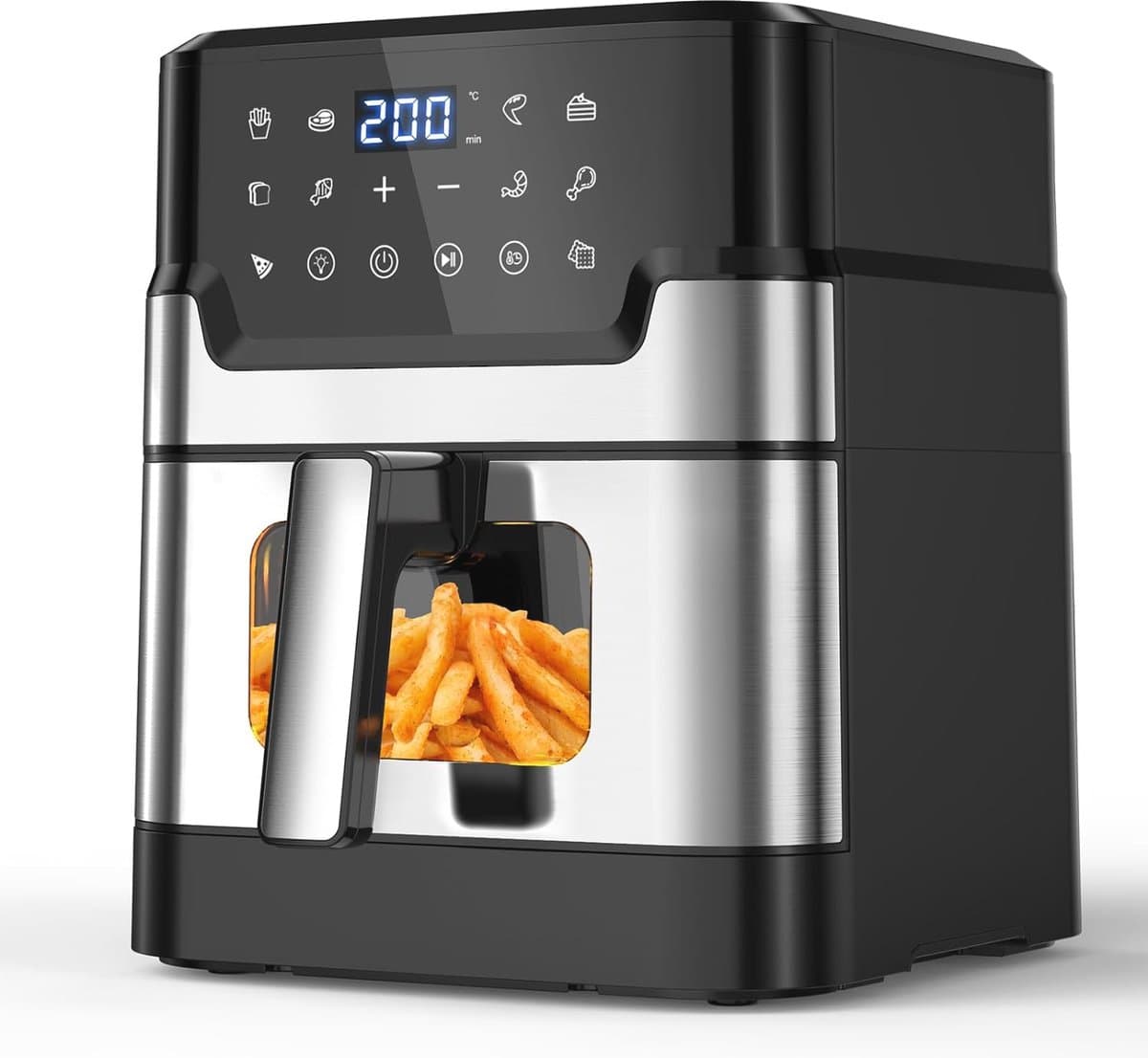 Heteluchtfriteuse XXL 6L met Kijkvenster - Olievrij Airfryer met Digitaal Touchscreen en 10 Programma's — afbeelding 1