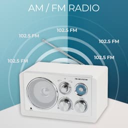 Denver Draagbare FM Radio - Retro - Werkt op batterijen of netstroom - Keukenradio - AM - FM - TR63 - Wit — thumbnail 2