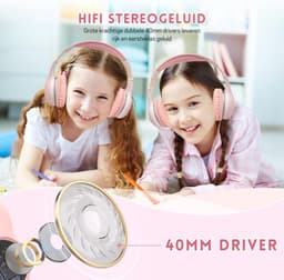 StayPowered Bluetooth Hoofdtelefoon voor Kinderen - Veilig en Kwalitatief Geluid - 85/94 dB Volumeregeling - 40 Uur Batterij - HD Microfoon - Opvouwbaar en Verstelbaar - Snelle Bluetooth 5.4 - Wit/Roze - Levering Sneller dan Aangegeven! — thumbnail 4
