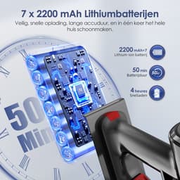 Elekiatech Steelstofzuiger - Touchscreen en anti - klit borstel - Steelstofzuiger Draadloos - Batterijduur tot 50 minuten - 1,5 L Stofbak - Geschikt voor tapijt, harde vloeren en dierenhaar - Rood — thumbnail 3