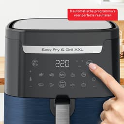 Tefal Easy Fry & Grill EY8014 XXL 6,5L - 2-in-1 Heteluchtfriteuse met Uitneembare Verdeler - Blauw Airfryer met 8 Automatische Kookprogramma's - Beste Grote Airfryer van Tefal - Digitaal Display - Extreem stil - Koken Zonder Olie - Anti Aanbaklaag — thumbnail 3