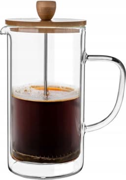 Florina Malachit dubbelwandige french press / cafetiere met 2 dubbelwandige glazen - Set van 3 - Vaatwasserbestendig - Gehard glas — thumbnail 2