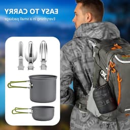 Complete Camping Servies Set, 10-delige Kookset van Aluminium, Draagbare Buitenkeuken, Opvouwbaar Bestek en Mini Campingfornuis voor Hiking, Vissen en Picknicks — thumbnail 5