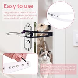 Kattendeurhouder met slot, 7 verstelbare gaten, houdt honden buiten, 2 stuks huisdierendeurhouder voor slaapkamer (zwart) — thumbnail 4