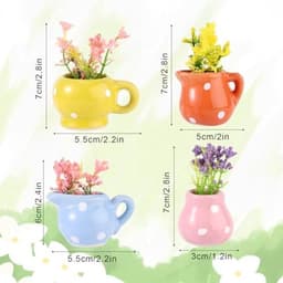 4 stuks mini-vaasmagneten voor de koelkast, schattige keramische kleine bloemenvaas mini-3D-plantenmagneten koelkast praktische accessoires voor thuis kluisjes kantoor keuken decoratie — thumbnail 4