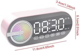 4-in-1 draadloze Bluetooth luidspreker wekker – Draagbare Bluetooth speaker, digitale klok, FM-radio, spiegelscherm, USB-opladen, RGB-verlichting – Geschikt voor thuis, buiten, kantoor & reizen – Zwart — thumbnail 4