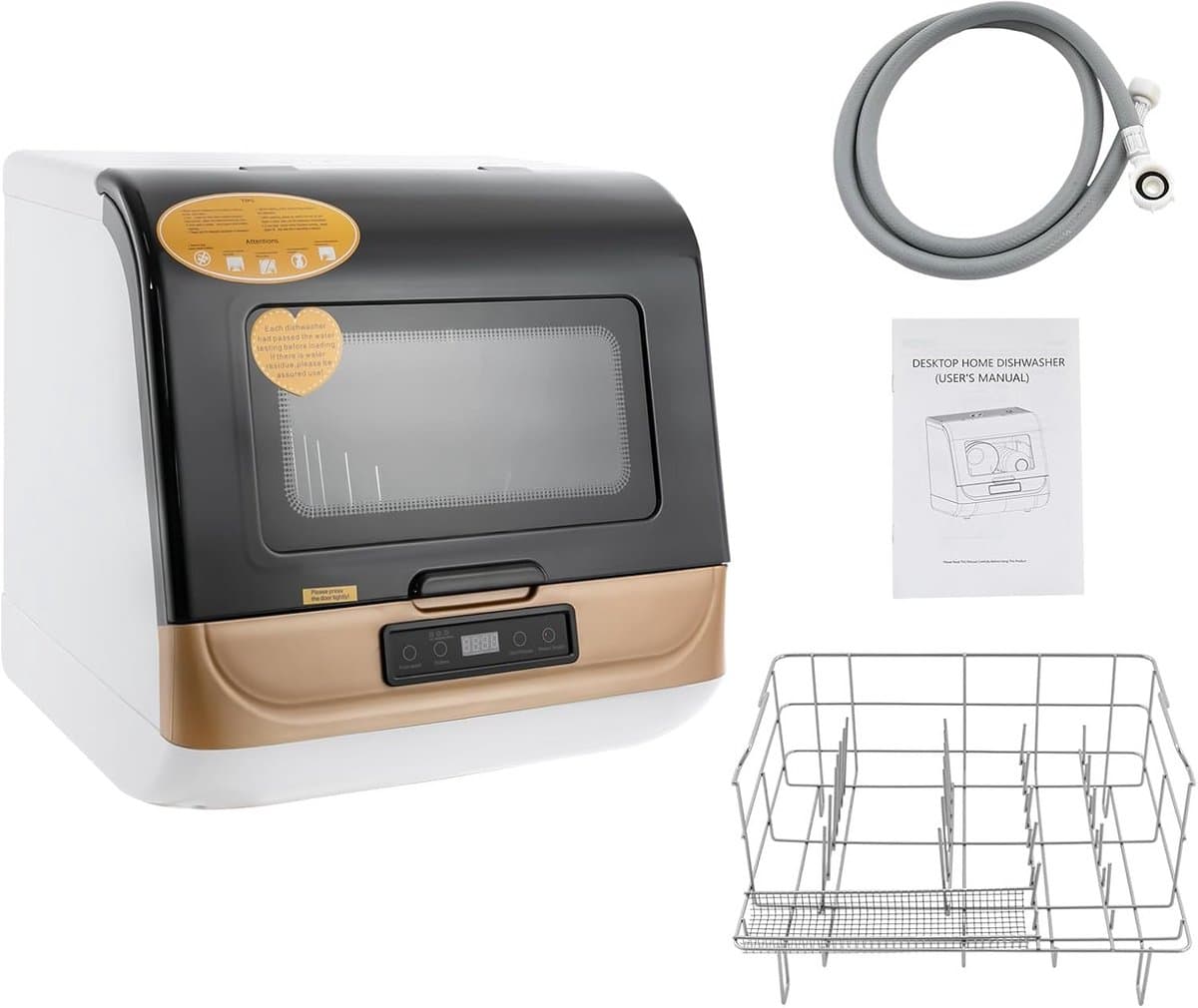 Mini vaatwasser - Tafelmodel - Snel afwassen - 3 wasprogramma's - 45 x 40 cm - Goud — afbeelding 1