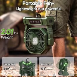 Campingventilator USB oplaadbaar - tafelventilator - met afstandsbediening - stil — thumbnail 2
