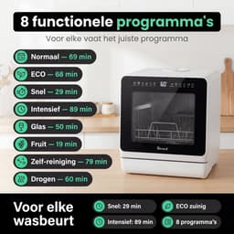 Ventux Mini Vaatwasser met Waterreservoir - 4-6 Couverts - 8 Programma's - Vrijstaande Vaatwasser - Mini Afwasmachine met UV-sterilisatie - Camping - Wit — thumbnail 5