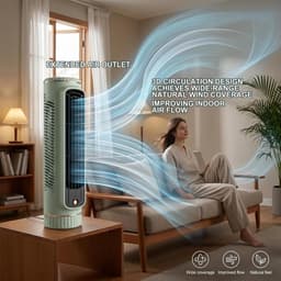 Mini Airco Ventilator - Draagbare Koeler - Slaapkamer Verfrissen - Bladloze Circulatie - 29 cm Hoog - Groen — thumbnail 2