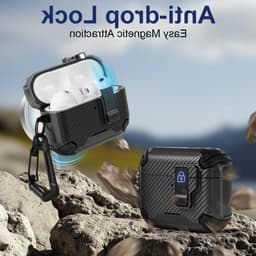 Schokbestendige Hoes voor AirPods Pro 3 met Telefoonstandaard en Magnetische Achterkant, Zwart, Veilig en Duurzaam — thumbnail 4