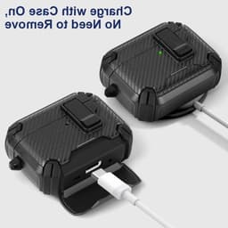 Schokbestendige Hoes voor AirPods Pro 3 met Telefoonstandaard en Magnetische Achterkant, Zwart, Veilig en Duurzaam — thumbnail 3