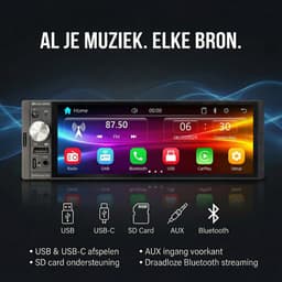 Caliber Autoradio Draadloze Carplay - 1 DIN - Bluetooth - DAB - Achteruitrijcamera inbegrepen - 4 x 100 Watt - Touchscreen - Zwart — thumbnail 2