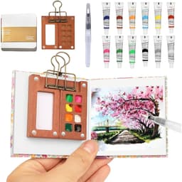 Dailygoods- Aquarelset Perfect Reisformaat - Mini-Aquarelpalet - Draagbaar Waterverfpalet - Lichtgewicht Verfdozen - 10 Stuks - Compact 6x6 cm - Verfpalet — thumbnail 1