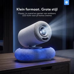 Full HD Smart Beamer - Voor iOS en Android - 1080P Mini Beamer tot 508 cm Projectieformaat - Mini Projector Bluetooth 5.4 & WiFi - Portable Mini Beamer Smartphone - Draagbaar - Thuisbioscoop - Vaderdag Cadeau voor Papa - Wit - Silvergear — thumbnail 2