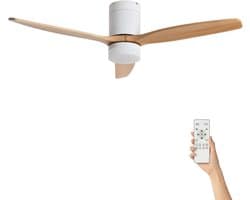 Fantiluxe - Filip - Plafondventilator met verlichting - Wit Licht Hout - Ø132cm - Afstandsbediening - Met lamp - Plafond ventilator - Slaapkamer